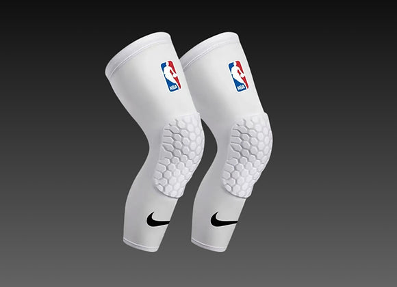 NBA Pro Padded White Compression Knee Sleeve