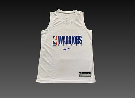 Golden State Warriors White Warm-Up Tank Top